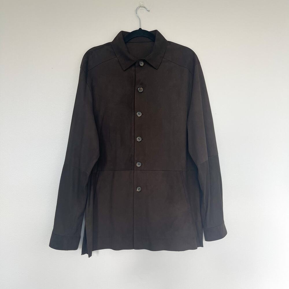 Men's Jose Luis Brown Leather Button Down Shirt NWT size 40 R